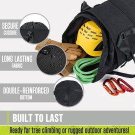 Arborist Rope Bag, 35L Tree Climbing Rope Bag, Arborist Equipment Bucket Backpack, Arborist Rope Storage Bag with Side Pockets, Rock and Tree Climbing Gear, Tough Rock Climbing Backpack