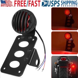 Gearzaar Motorcycle Rear Tail Brake Light Mount License Plate Bracket w/Light For Harley