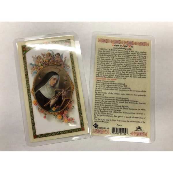Holy Prayer Cards for The Prayer to St. Rita - Saint of The Impossible in English Set of 2.