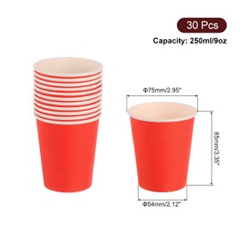 sourcing map Colorful Disposable Paper Cups,30 PCS 9 OZ Creative Educational Toys Arts Craft Supplies, DIY Paper Cups for Parties (Red)