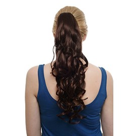 Hairpiece PONYTAIL extension VERY long BEAUTIFUL wavy slightly curly curls MIXED BROWN mahogany SA09-2T33