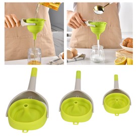 Topyond Kitchen Funnel Set, Wide Mouth Funnels for Filling Bottles, Durable Silicone Collapsible Mini Funnel for Liquid and Powder Transfer, Convenient for Home and Kitchen Use