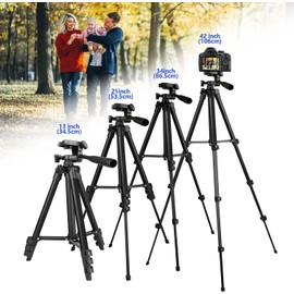 Phone Tripod EVERESTA 42 Inch Smartphone Tripod, Phone Tripod and Clicker, Phone tripod stand with Phone Holder Mount and Bluetooth Remote Shutter