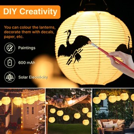 Pack of 4 20 cm Outdoor Solar Lanterns, Waterproof Warm White Hanging Solar Garden Lanterns, Solar LED Lantern for Garden, Yard, Balconies and Party Decoration