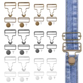 12 Sets Overall Buckles, 38mm 45mm Metal Suspender Buckles, 3 Colors Adjustable Suspender Replacement Buckles with Buckle Slider and No-Sew Buttons for Overalls Bib Pants Jeans