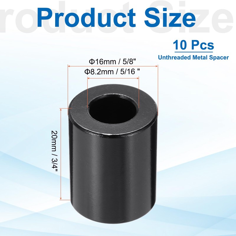 PATIKIL 10pcs M8 Aluminium Spacers, 5/16" ID x 5/8" OD