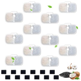 24 Pack for Petlibro Cat Water Fountain Filters Replacement, Compatible with PETLIBRO®Dockstream Cat Water Fountain PLWF005 PLWF115 PLWF105 (12 Replacement Water Filter + 12Pre-Filter Sponges)