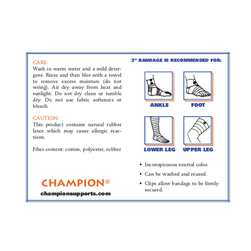 CHAMPION Reusable Elastic Bandage, Beige, Universal, 3 Inch Wide