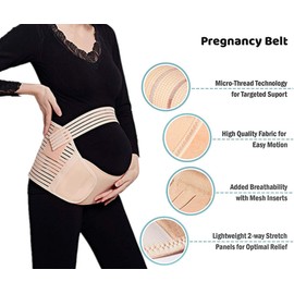 Pregnancy Belt, 3 in 1 Elastic Belly Band for Pregnancy, Maternity Belt Waist Care Binder Brace Prenatal Protector, Pregnancy Belt Belly Support for Pain Relieve, Mothers Day Giftse L