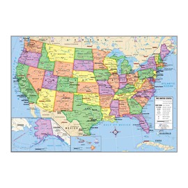 US and World Desk Map (13" x 18" Laminated) for Students, Home or Classroom Use by Lighthouse Geographics