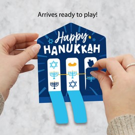 Big Dot of Happiness Hanukkah Menorah - Chanukah Holiday Party Game Pickle Cards - Pull Tabs 3-in-a-Row - Set of 12