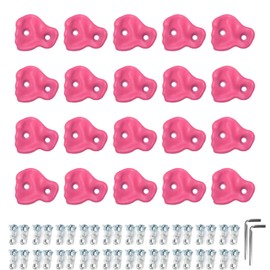 Homepatche 20PCS Rock Climbing Holds for Kids Wall,Kids Rock Wall Climbing Holds Set Plastic with Screw Pad and Nut Rock Climbing Holds for DIY Indoor Outdoor Playground,Roseate