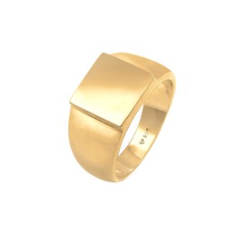 Kuzzoi 0607352420 Men's Signet Ring Gold-Plated Band Ring Solid (11 mm) in 925 Sterling Silver, Golden Biker Jewellery with Rectangular Surface, Ring for Men Polished Ring Size 54 - 66, Sterling