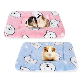 2 Pcs Small Animal Plush Bed Mat 35x27cm Washable Guinea Pig Bed Mat Fluffy Guinea Pig Bedding Mat Sleeping Pad for Bunny Hamster Guinea Pig (B)