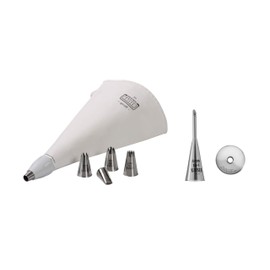 ORIGINAL KAISER 8-Piece Icing Bag XL Set Including Filling Nozzle 4 mm Stainless Steel 6 Different Nozzles Reusable Ideal for Decorating and Filling Pastries