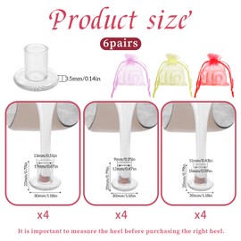 Heel Stoppers for High Heels, 6 Pairs Heel Protectors for Grass, 3 Sizes Clear High Heel Protectors, Heel Caps for High Heels, Soft Heel Covers for Walking on Grass and Uneven Floor