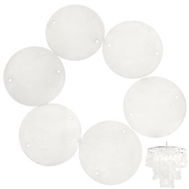 Sewroro Pack of 100 Round Capiz Shells Capiz Shells Decoration Capiz Shell Wind Chime Flat Shell Coin with Double Holes for Crafts Decoration Jewellery Making White