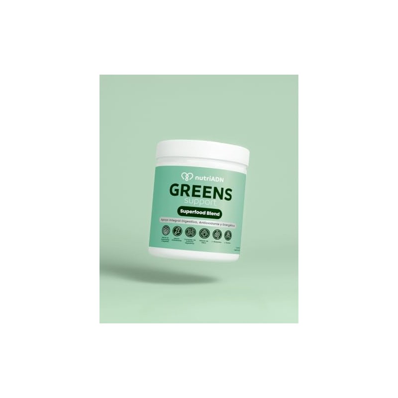 nutriADN Greens Support Superfood Blend L-Glutamina L-Teanina Con Cúrcuma, Jengibre