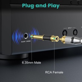 EMK RCA to 1/4 Inch Adapter (6.35mm to RCA Adapter) – Gold-Plated RCA Female to Quarter Inch Jack TS Mono Adapter Phono Audio Connector for Mixer, Amp, Subwoofer (RCA to 1/4 Adapter 2PCS)