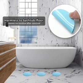 Coufce 24 PCS Bathtub Non Slip Stickers Blue Adhesive Decals Round Shape Anti Slip Shower Stickers Bath Non Slip Stickers for Floor Bathroom Stairs Ladders with Scraper