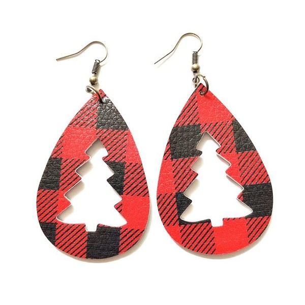 Leather Teardrop Christmas Tree Earrings for Women Multiple Lightweight Big