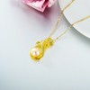 Gold Plated Ocean Wave Pearl Necklace S925 Sterling Silver Pendant