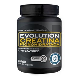 EVOLUTION, Creatina Monohidratada, 100 Porciones, 500g, Sin Sabor, Pure Creatine, Alta Pureza, Sin Gluten, Sugar Free, Pre Workout, Suplemento Alimenticio