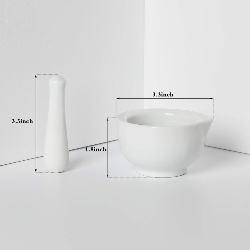 LEETOYI Porcelain Small Mortar and Pestle, Ceramic Herb Grinder Pill