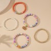 5Pcs Pumpkin Bracelets for Women Stackable Rainbow Clay Beaded Stretch