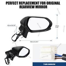 Dexepe Passenger Side Mirror Assembly Compatible with Toyota Camry 2018-2024 Non-heated Power Adjustable Glass Manual Folding Replace 8791006800 8791033C20 White (3Pin Right)