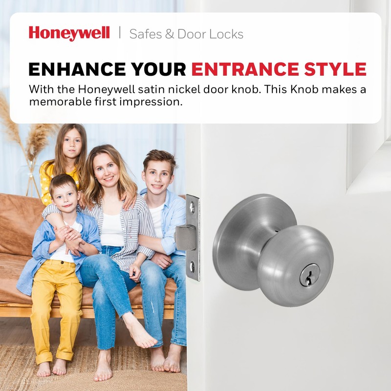 Honeywell 8101301 Classic Entry Door Knob, Satin Nickel