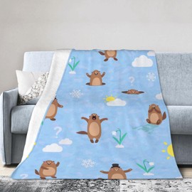 Cute Groundhog Blanket Soft Lightweight Throw Blankets Cozy Flannel Bed Throws for Sofa Couch Travel Home Room Bedroom Decor Gifts for Boys Girls Kids Adults 50"x40"