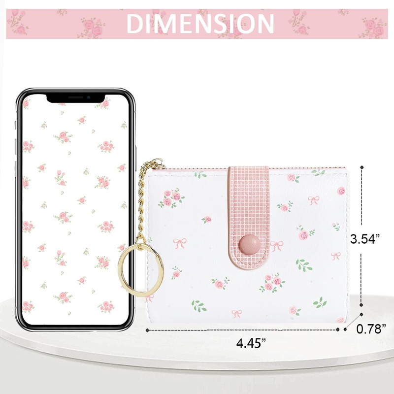 Modacarry Small Wallet Cute Floral Coquette Rose Prints Wallet with