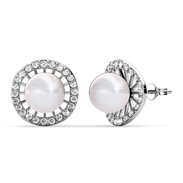 Cate & Chloe Nina Classic Pearl Stud Earrings, 18k White