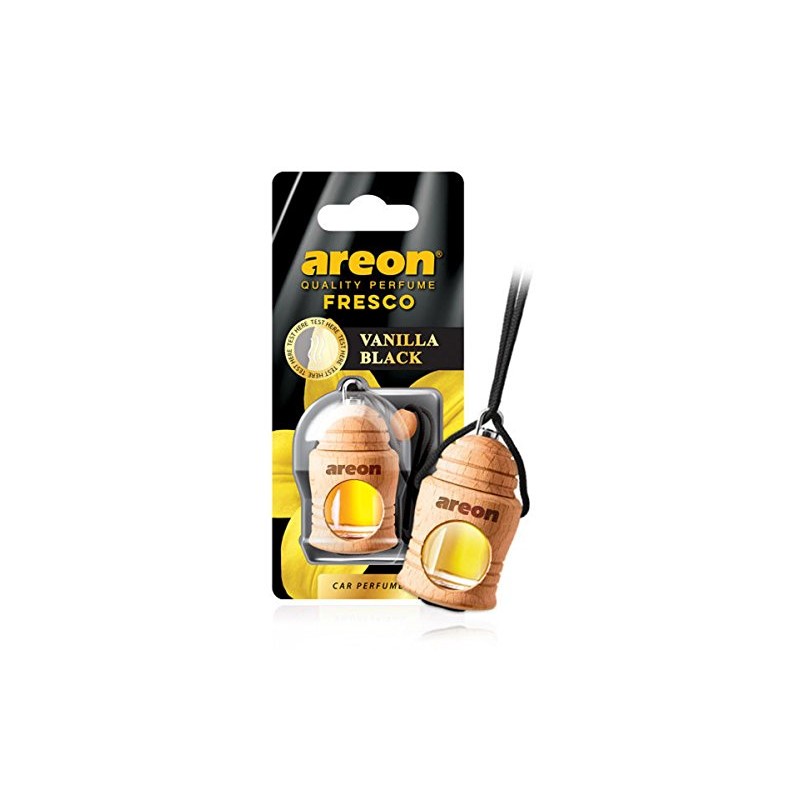 AREON Fresco Auto Vanille Schwarz Duft Glas Duftflakon Flakon Holz