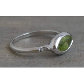 Marquise Peridot Sterling Silber Ring - Natürlicher Edelstein - Geburtstagsgeschenk - Mother's Day Gift - Handgefertigte Geschenkideen für Frauen (Größe: US Size 6 / Diameter 16.5)