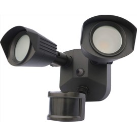 Satco NUVO 65/219 Head Security LED Security Light Dual Head Bronze Finish, 4000K, Motion Sensor