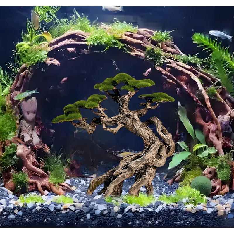 Novelsite Fish Tank Decoration- Cliff Bonsai Trees with Faux Moss-
