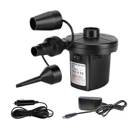 Electric Air Pump, 2 in 1 Quick-Fill Inflate/Deflate air Mattress Pump, 110V AC/DC 12V with 3 nozzles for Inflatables Couch, Pool Floats, Blow up Pool Raft Bed Boat