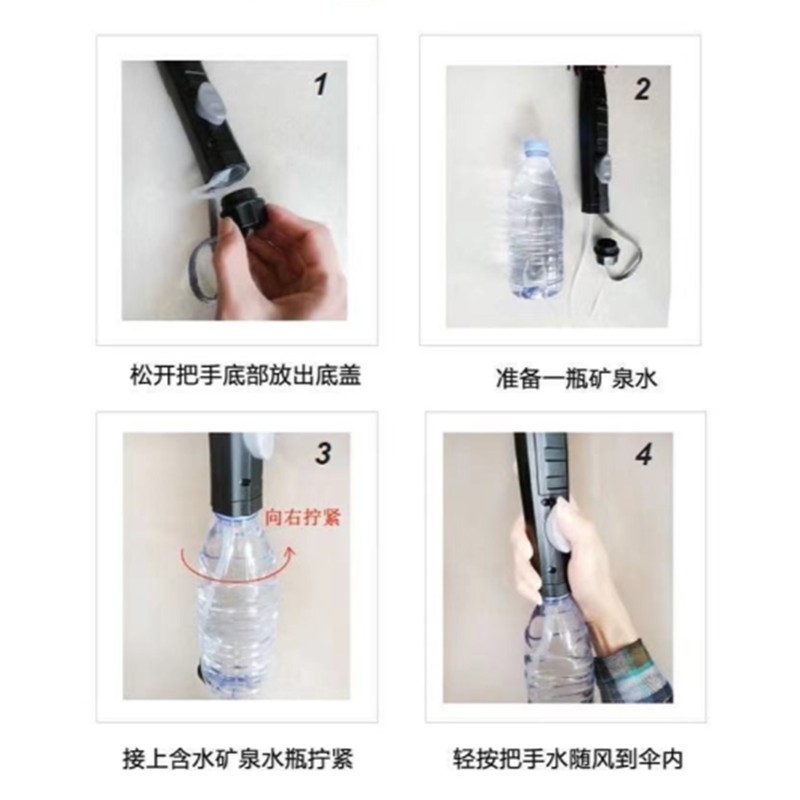 Umbrella with Built In Fan and Mist Spray 190T Vinyl