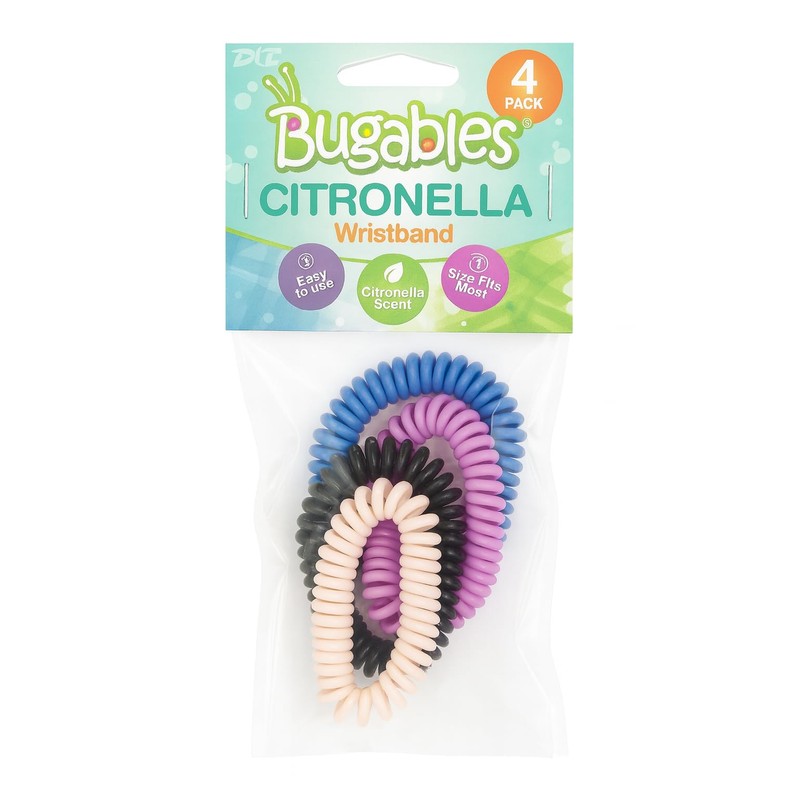 4 Pack PIC Bugables Citronella Scented Coil Wristbands, Reusable and