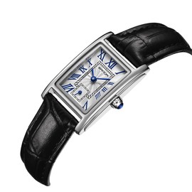 MASTOP Vintage Rectangle Women's Dress Watch with Leather Strap Classic Ladies Analog Quartz Business Watches Ultra-Thin Ladies Bangle Bracelet Watch Female (A Black Silver)