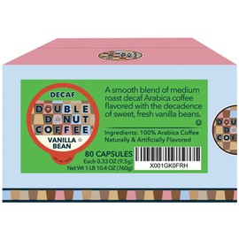 Double Donut Decaf Flavored Coffee (Decaf French Vanilla, 80 Count)