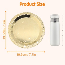 Round Fruit Tray 7.7 Inch Stainless Steel Snack Plate Decorative Pastry Dish Gold Dinner Plate Trinket Serving Tray Jewelry Storage