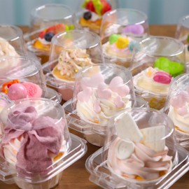 BTSD-home Cupcake-Behälter, Kunststoff, stapelbar, tief, gewölbt, 50 Stück