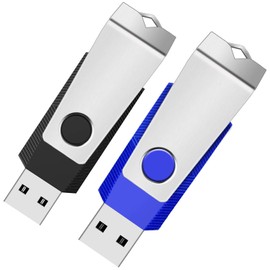 4GB USB 2.0 Flash Drive 2 Pack Wooolken Thumb Drives Jump Pen Drive Memory Stick with LED Light and Lanyards for Storage and Backup(4G, 2 Colors: Black Blue)