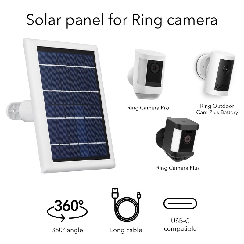 Wasserstein Solar Panel Compatible with Ring Spotlight Cam/Plus/Pro Battery, Stick
