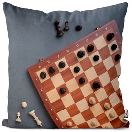 VOID Chess Game Board Cushion Cover Sofa Cushion Decorative Outdoor Cushion Decorative Cushion Size: 60 x 60 cm