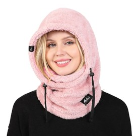 EXLBES Warm Fleece Balaclava Windproof Ski Face Masks for Women Men Winter Balaclava Ski Mask for Cold Weather Pink