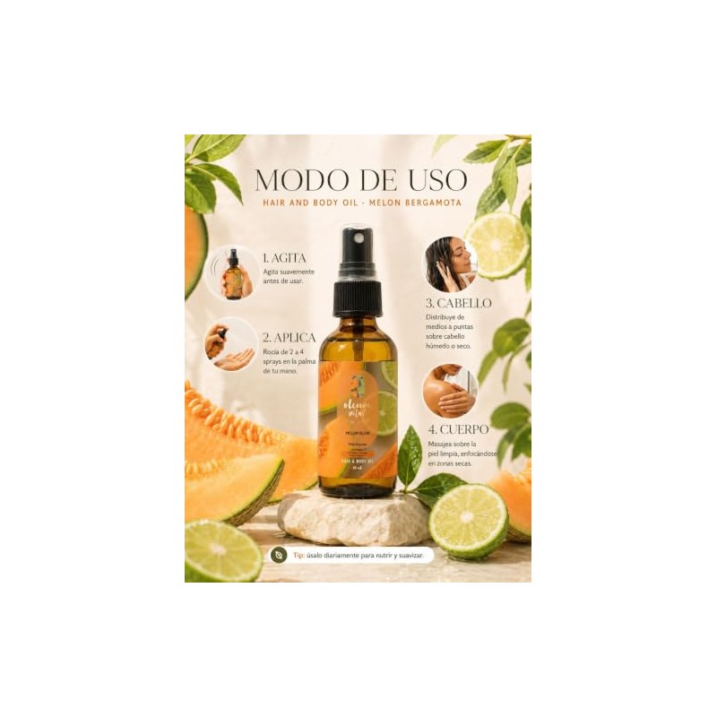 Oleum Vitae Aceite Para Cabello-cuerpo Melon Glow 60 ml